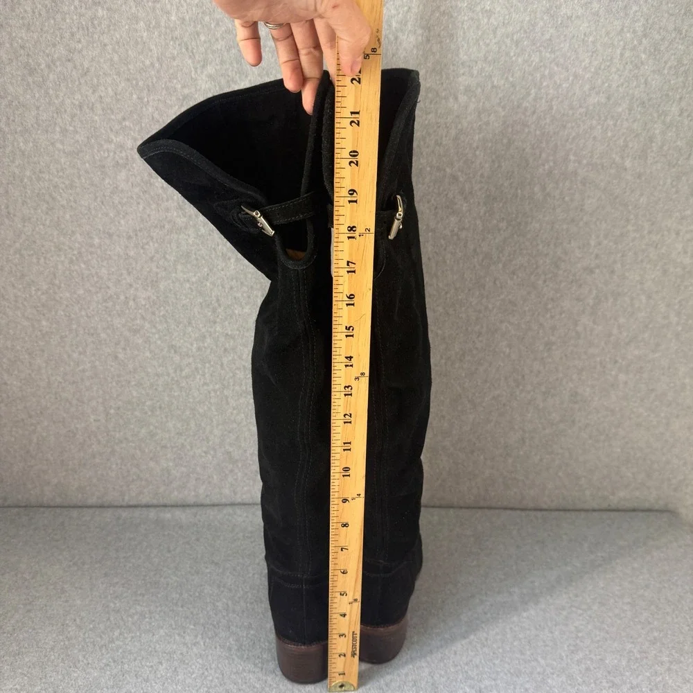 Coach Palmera 2‎ Over The Knee Boots Suede Leather Gold Zipper Buckle Black 8B